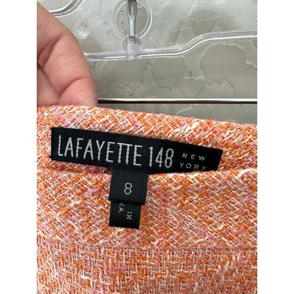 LAFAYETTE 148 New York Orange Tweed Skirt Cotton Blend Workwear Classic | Size 8 - Picture 4 of 6